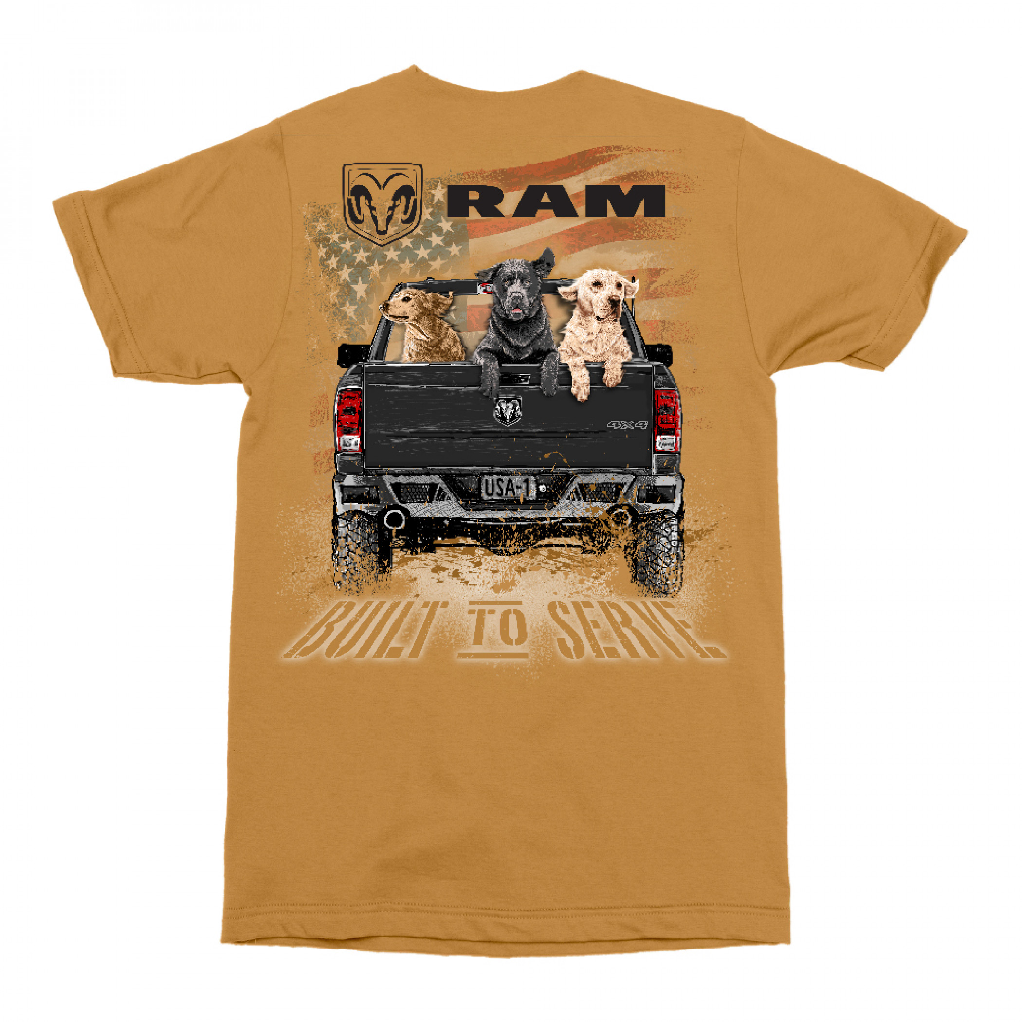 Dodge Ram Built to Serve Front and Back Print T-Shirt